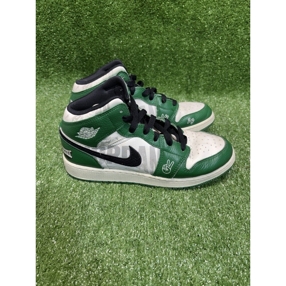 Jordan 1 Mid SE Overbranded GS Pine Green Sneakers HF3200-300 Size 7Y